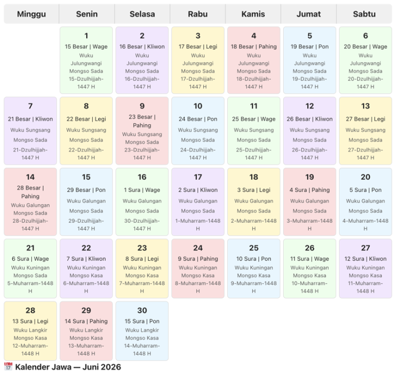 Kalender jawa juni 2026 desainkalender.com